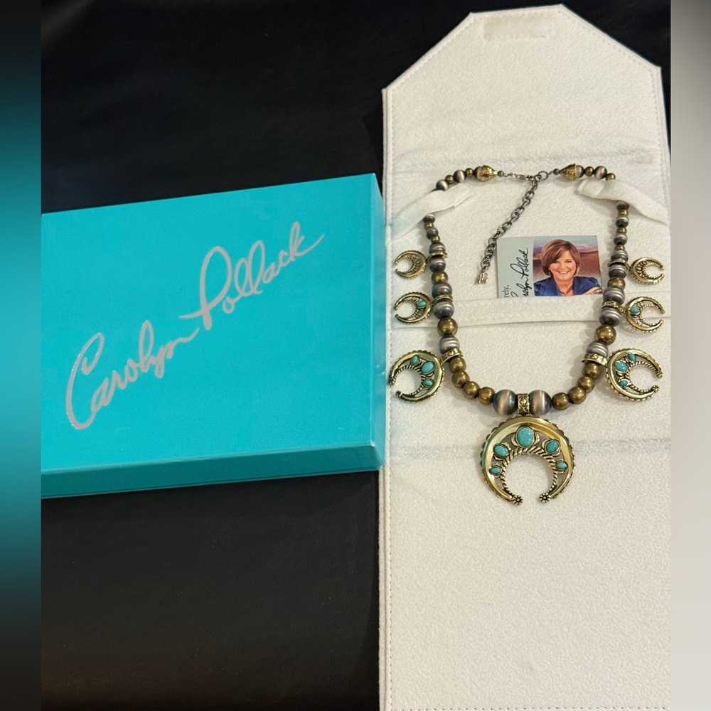 Carolyn Pollack Brass & Sterling Silver Navajo Pearls Squash Blossom Necklace - Picture 15 of 15